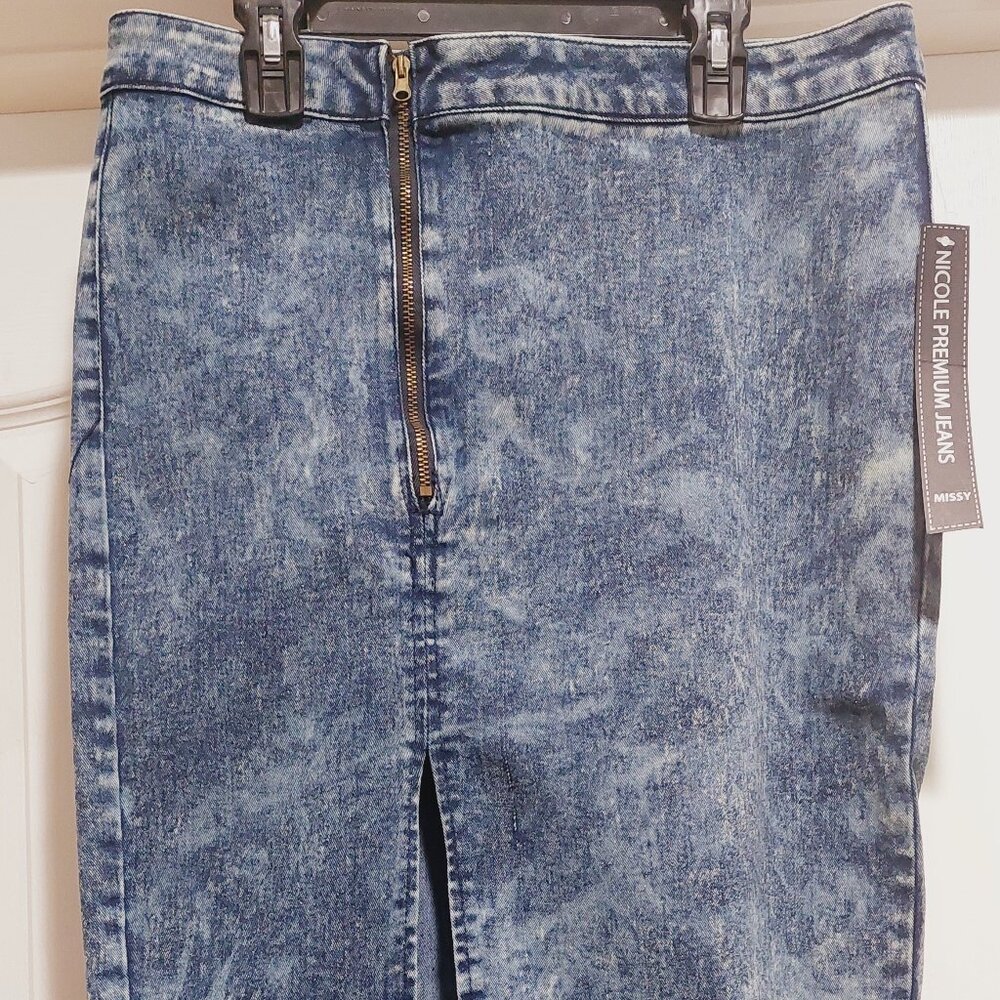 Nicole Premium zip-up Missy Blue Jean skirt Sz 8